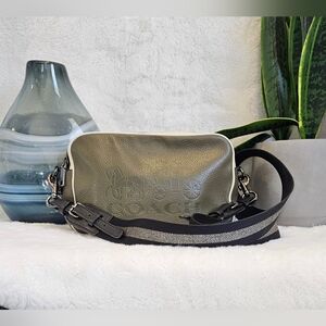 Coach Jes Crossbody With Horse And Carriage Embossed Pebbled leather Olive Green